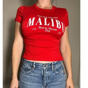 Harper and Ivy Red Baby T Malibu Sport Fitness Club T Shirt Size Medium